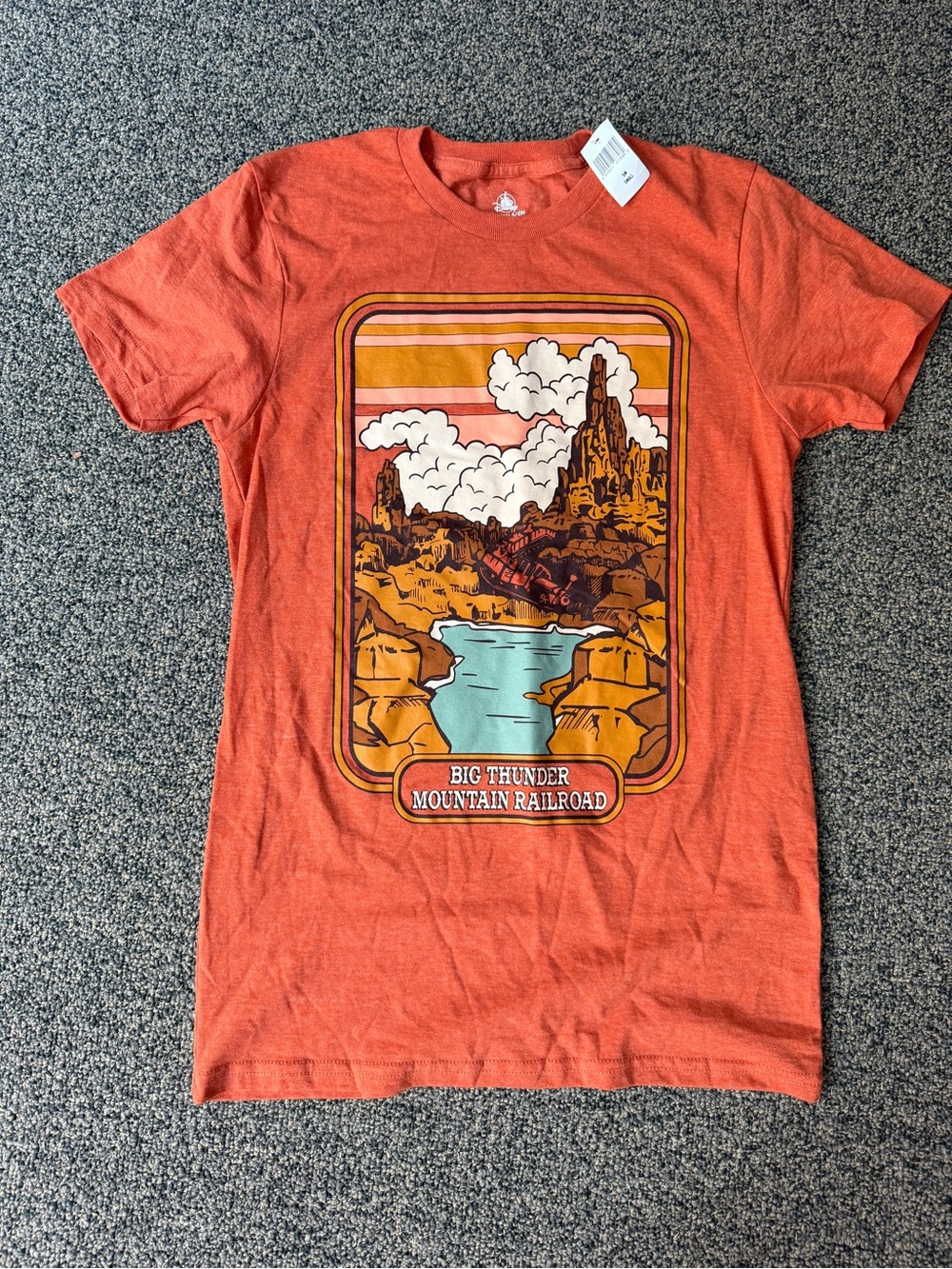 NWT Walt Disney World Big Thunder Mountain Railroad Graphic T-Shirt - Orange